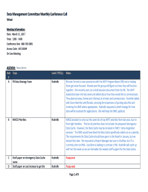 Data Management Committee Monthly Conference Call