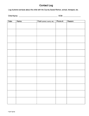 Child Contact Log Form