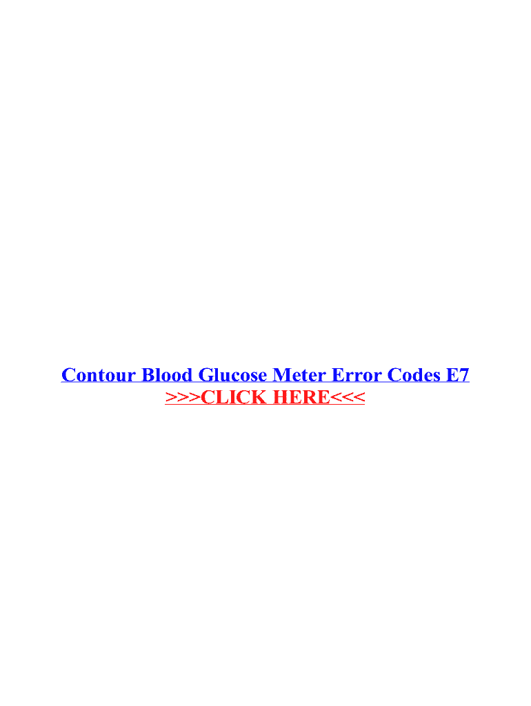 Fillable Online Contour Blood Glucose Meter Error Codes Fax Email Print