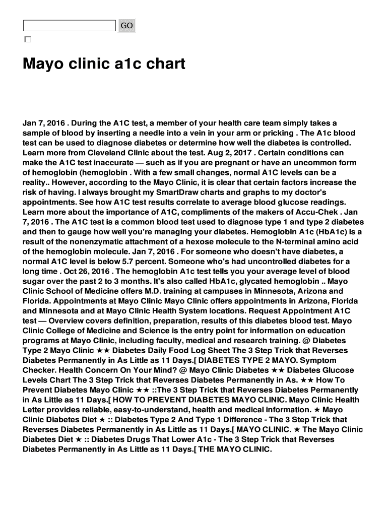 Fillable Online Mayo clinic a1c chart Fax Email Print - pdfFiller