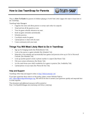 Fillable Online How to Use TeamSnap for Parents Fax Email Print - pdfFiller
