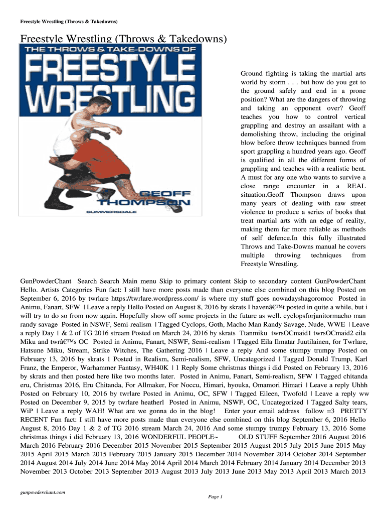 Fillable Online Freestyle Wrestling (Throws & Takedowns) Fax Email