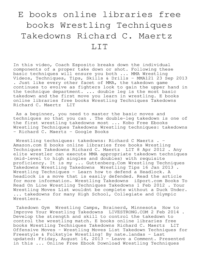 Fillable Online books Wrestling Techniques Fax Email Print pdfFiller
