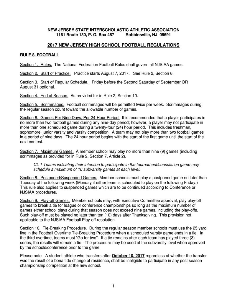 Fillable Online NJSIAA Constitution, Bylaws, Rules and Regulations