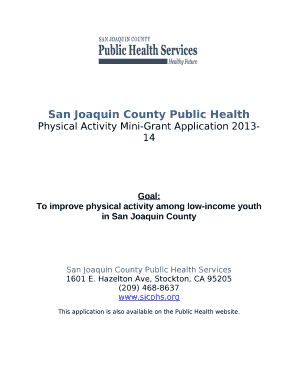 Physical Activity Mini-Grant Application 2013-14