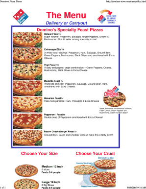Fillable Online Domino's Pizza Menu Fax Email Print - pdfFiller