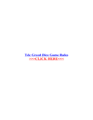 Fillable Online Tdc Greed Dice Game Rules Fax Email Print - pdfFiller