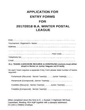 APPLICATION FOR ENTRY FORMS FOR