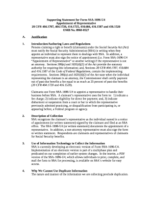 Supporting Statement for Form SSA-1696-U4