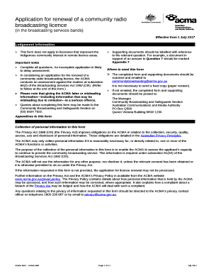 Application for renewal of a community radio broadcasting licence