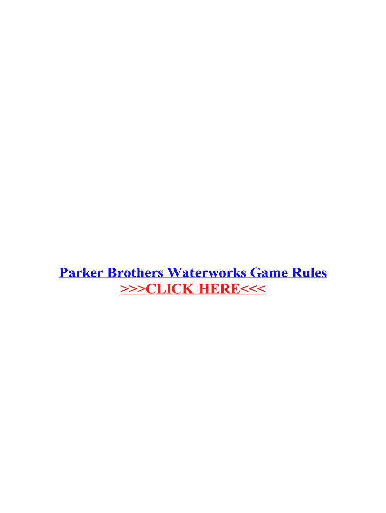 Fillable Online Parker Brothers Waterworks Game Rules Fax Email Print