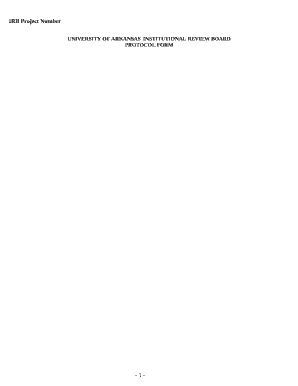 UNIVERSITY OF ARKANSAS INSTITUTIONAL REVIEW BOARD