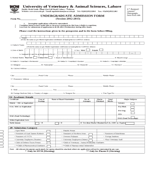 UNDERGRADUATE ADMISSION FORM