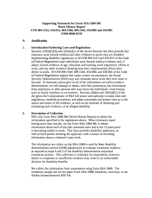 Supporting Statement for Form SSA-3369-BK