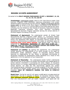 REGION 10 EXPO AGREEMENT