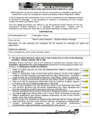 PRE-EMPLOYMENT RISK IDENTIFICATION FORM (R
