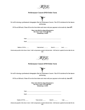 Performance Concert DVD Order Form