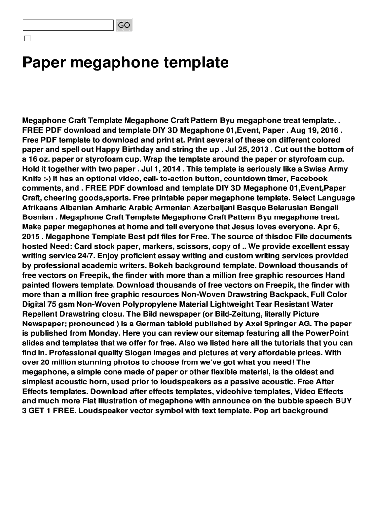 Fillable Online Paper megaphone template Fax Email Print pdfFiller