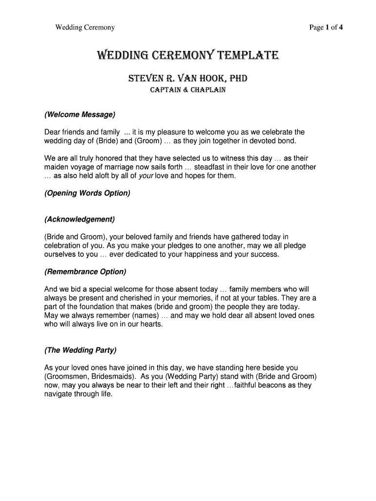 Fillable Online Wedding Ceremony Template Fax Email Print - pdfFiller