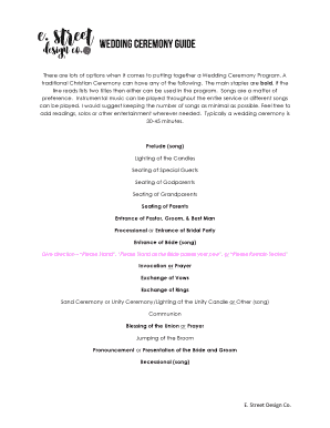 Fillable Online Wedding ceremony GUIDE Fax Email Print - pdfFiller