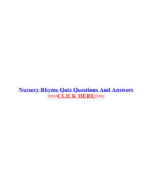 Fillable Online Nursery Rhyme Quiz Questions And Answers Fax Email ...