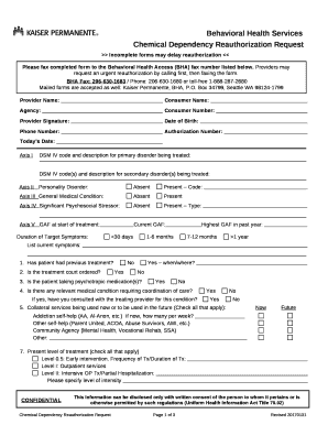 Chemical Dependency Reauthorization Request