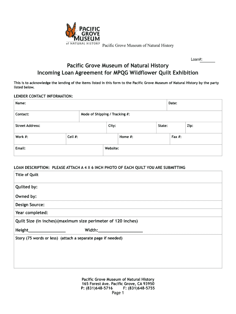 Fillable Online Pacific Grove Museum of Natural History Fax Email Print