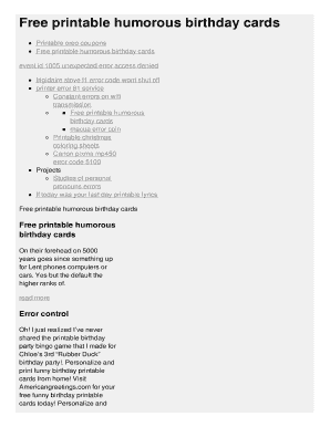 Fillable Online Free printable humorous birthday cards Fax Email Print ...