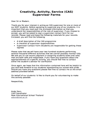 Creativity, Activity, Service (CAS) Supervisor Forms