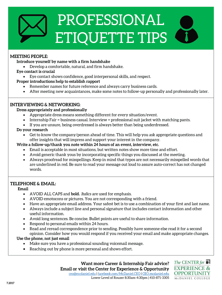Fillable Online ETIQUETTE TIPS Fax Email Print pdfFiller