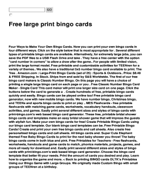 Fillable Online Free large print bingo cards Fax Email Print - pdfFiller