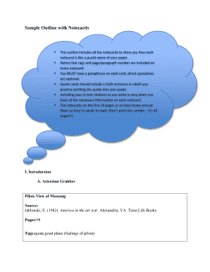 Fillable Online Sample Outline with Notecards Fax Email Print - pdfFiller