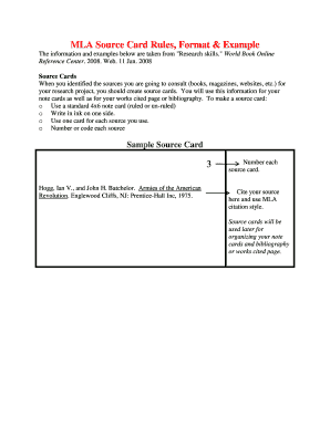 Fillable Online MLA Source Card Rules, Format &amp; Example Fax Email Print ...