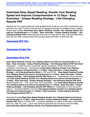 Fillable Online Download Easy Speed Reading: Double Your Reading Speed and Improve Comprehension ...