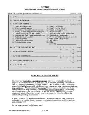 (TCU Women and Children Residential Forms)