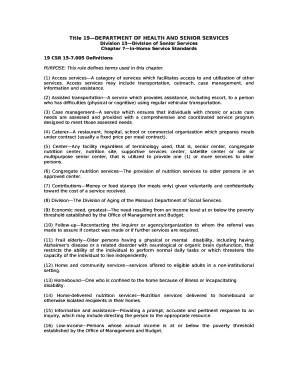 Title 19DEPARTMENT OF HEALTH AND SENIOR SERVICES