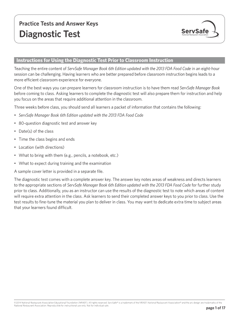Fillable Online Teaching the entire content of ServSafe Manager Book 6th Edition updated with ...