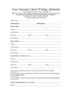 Fillable Online Grace Episcopal Church Wedding Application Fax Email