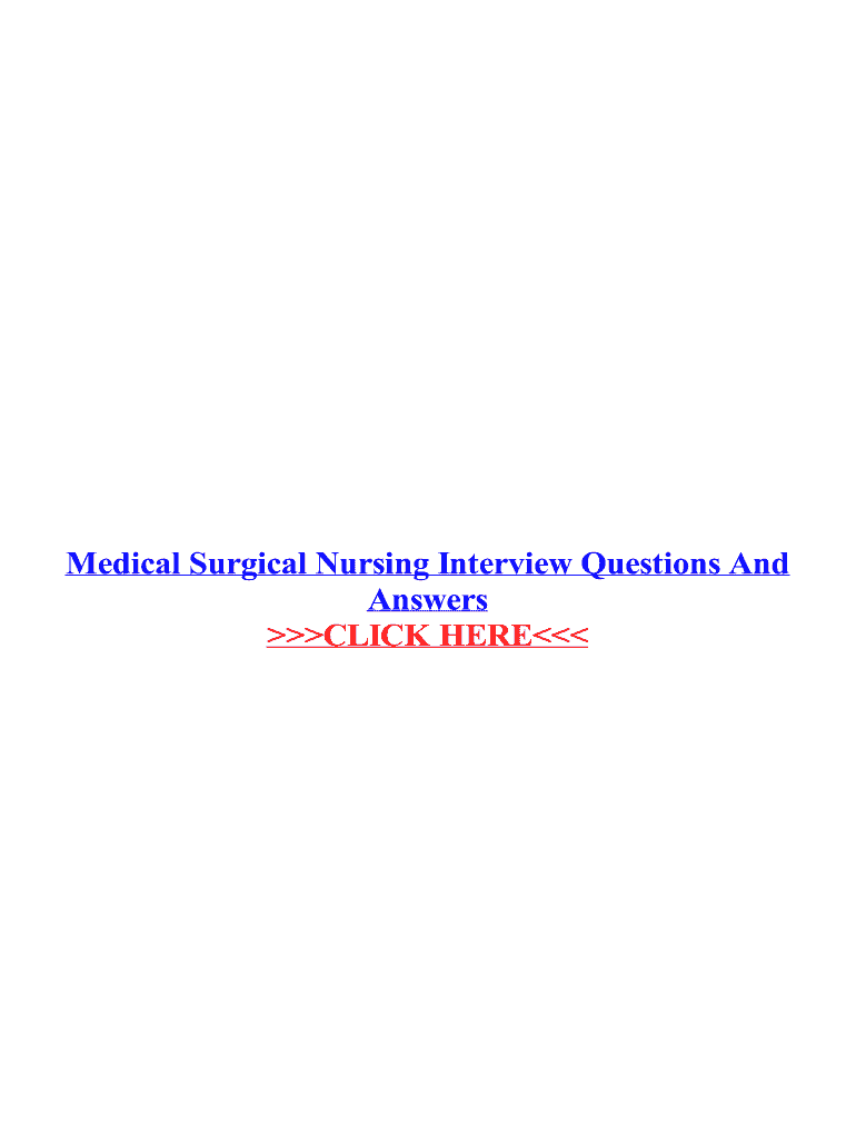 Fillable Online Medical Surgical Nursing Interview Questions Fax Email Print pdfFiller