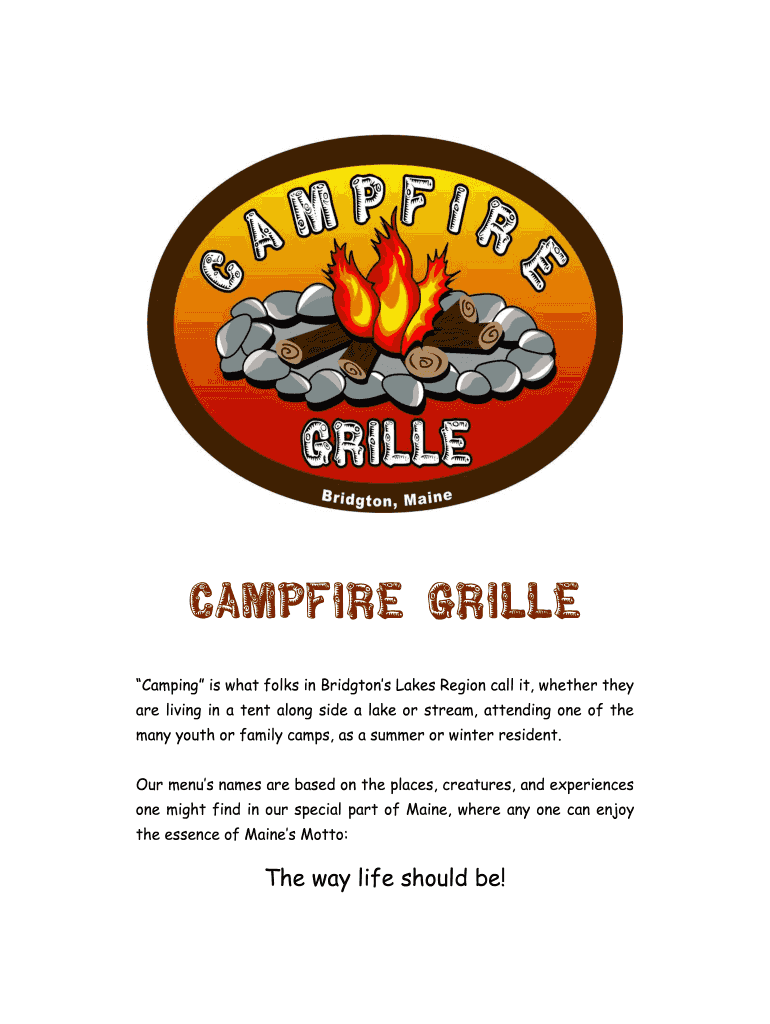 Fillable Online CAMPFIRE GRILLE Fax Email Print pdfFiller