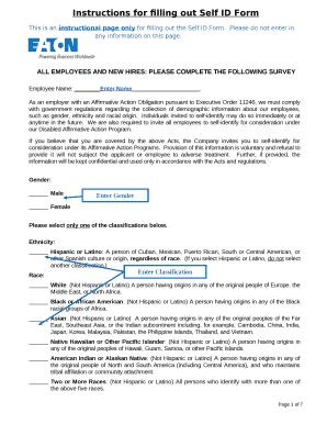 Instructions for filling out Self ID Form