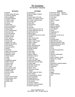 RV Kitchen Checklist