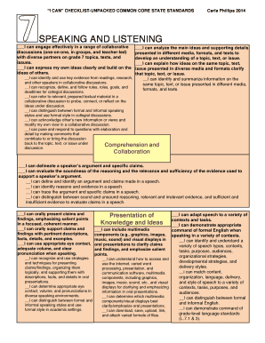 I CAN CHECKLIST-UNPACKED COMMON CORE STATE STANDARDS