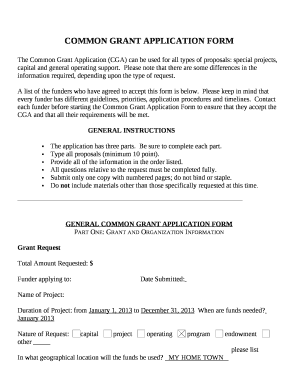 The Common Grant Application (CGA) can be used for all types of proposals: special projects, capital and general operating support