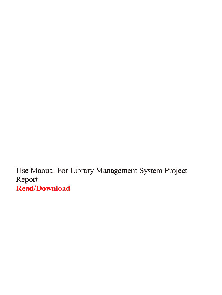 Fillable Online Use Manual For Library Management System Fax Email ...