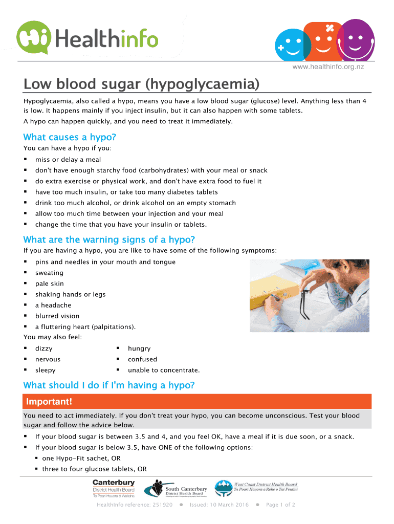 Fillable Online Hypoglycaemia, also called a hypo, means you have a low