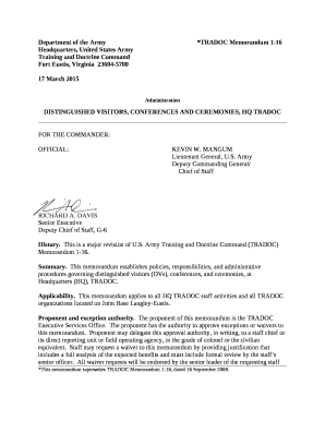 Department of the Army*TRADOC Memorandum 1-16