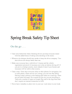 Fillable Online studenthealth sa ucsb Spring Break Safety Tip Sheet Fax
