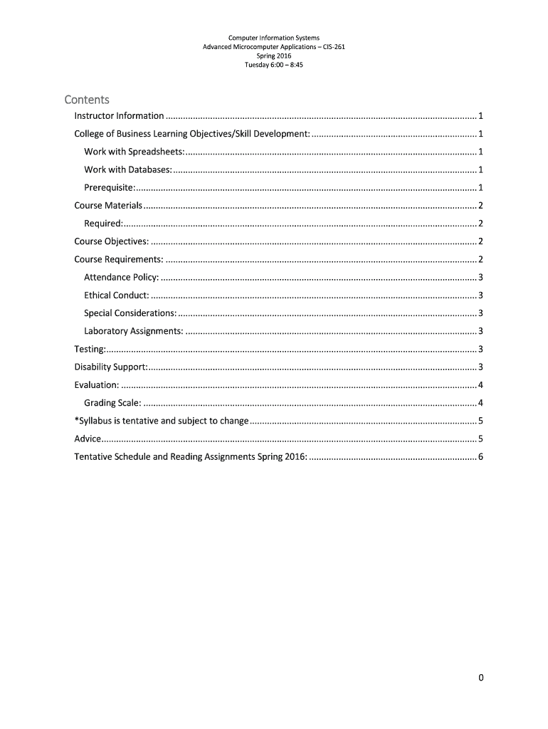 Fillable Online Advanced Applications CIS261 Fax Email Print pdfFiller