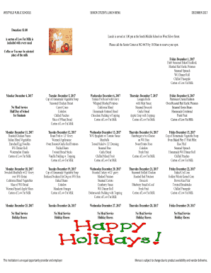 Fillable Online SENIOR CITIZEN'S LUNCH MENU Fax Email Print - pdfFiller